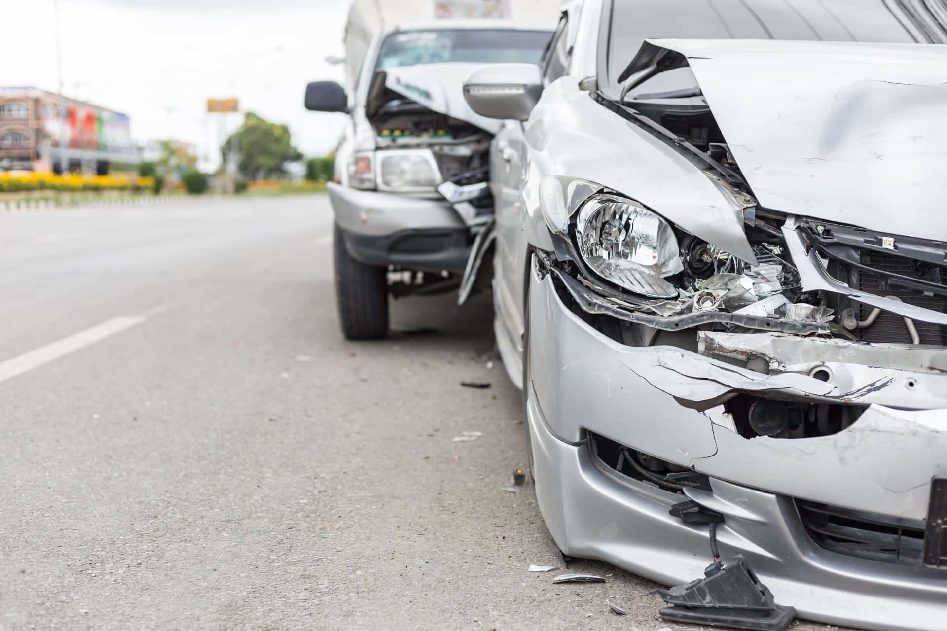 Heavily Damaged Cars After Rear-End Collisions